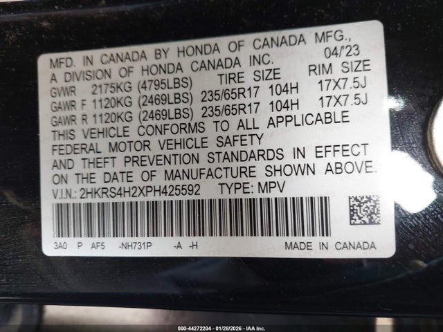 Honda Cr-v Lx Awd 2023 2HKRS4H2XPH425592 Image 9