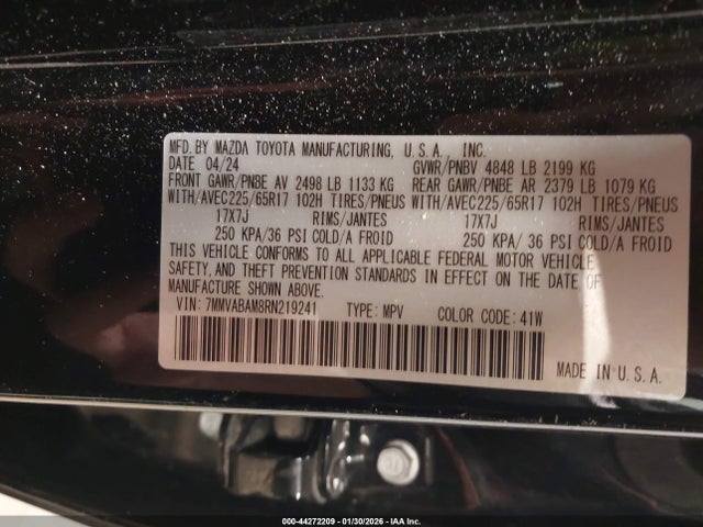 44272209 :رقم المزاد ، 7MMVABAM8RN219241 vin ، 2024 Mazda Cx-50 2.5 S Select مزاد بيع