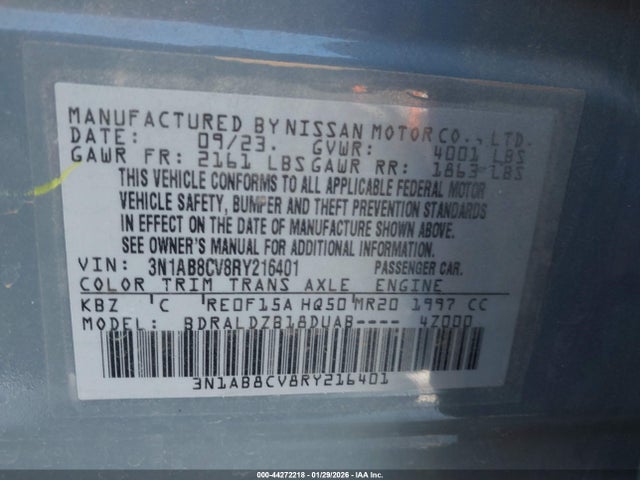44272218 :رقم المزاد ، 3N1AB8CV8RY216401 vin ، 2024 Nissan Sentra Sv Xtronic Cvt مزاد بيع