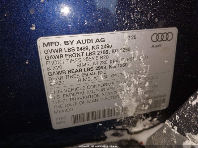 44272227 :رقم المزاد ، WA1CAAFY9M2043849 vin ، 2021 Audi Q5 Prestige 45 Tfsi Quattro S Tronic مزاد بيع