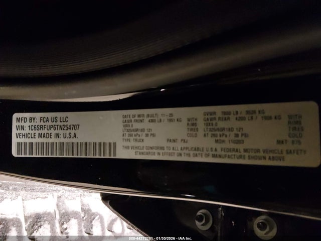 Продаж на аукціоні авто 2026 Ram 1500 Rho  4x4 5'7 Box, vin: 1C6SRFUP6TN254707, номер лоту: 44272281