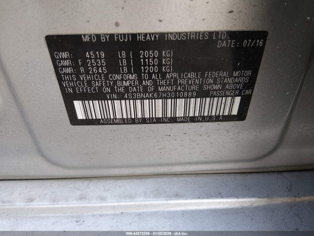 Subaru Legacy 2.5i Limited 2017 4S3BNAK67H3010889 Image 9