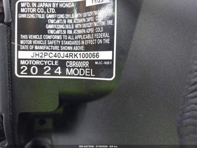 Honda Cbr600 Rr 2024 JH2PC40J4RK100066 Image 10
