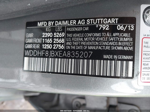 44272325 :رقم المزاد ، WDDHF8JBXEA835207 vin ، 2014 Mercedes-benz E 350 4matic مزاد بيع