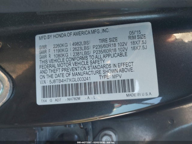 Продаж на аукціоні авто 2016 Acura Rdx Advance Package, vin: 5J8TB4H7XGL003241, номер лоту: 44272357