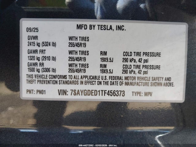 2026 TESLA MODEL Y 7SAYGDED1TF456373 Photo 8