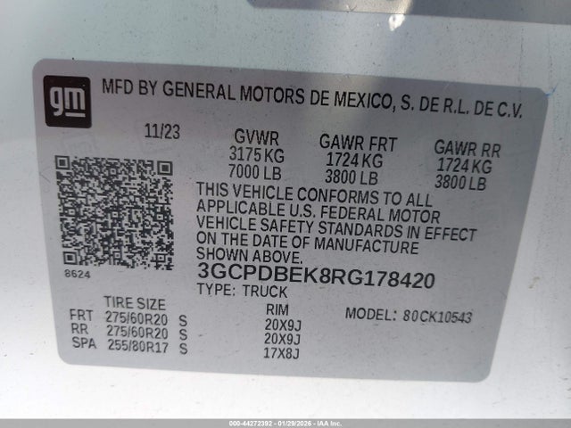 3GCPDBEK8RG178420 Chevrolet Silverado 1500 4wd Short Bed Custom