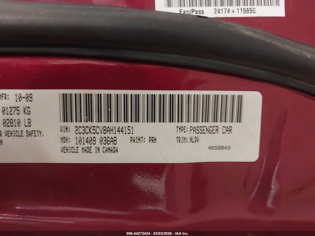 44272424 :رقم المزاد ، 2C3CK5CV8AH144151 vin ، 2010 Chrysler 300 Touring/signature Series مزاد بيع