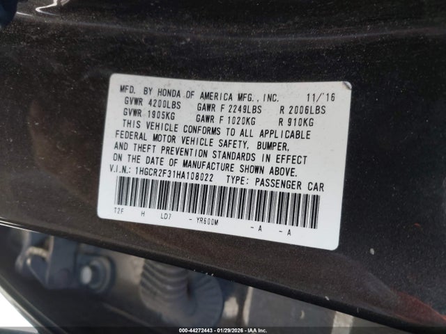 1HGCR2F31HA108022 Honda ACCORD LX