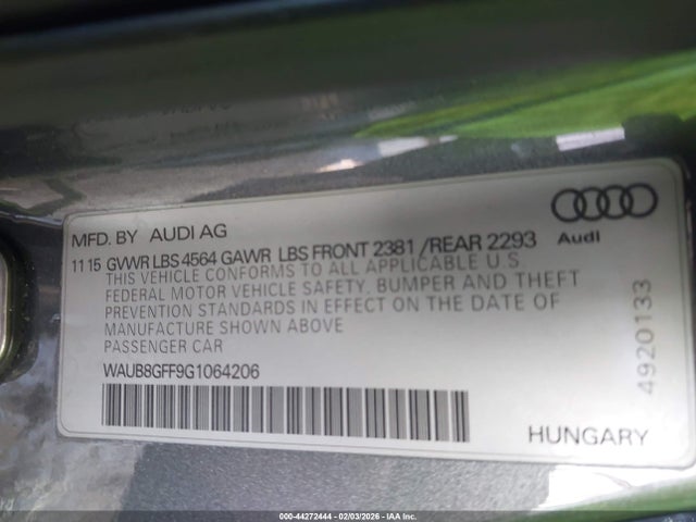 2016 AUDI A3 WAUB8GFF9G1064206 Photo 8
