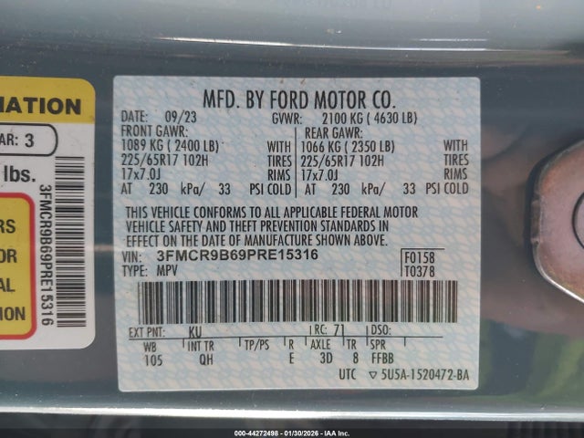 3FMCR9B69PRE15316 Ford Bronco Sport Big Bend