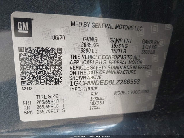 1GCRWDED9LZ286553 Chevrolet Silverado 1500 2wd Standard Bed Rst