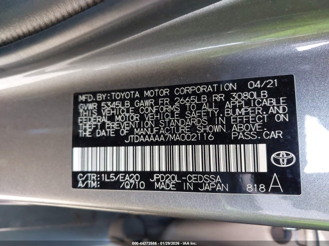 2021 TOYOTA MIRAI JTDAAAAA7MA002116 Photo 8
