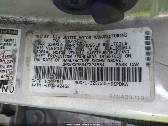 2004 TOYOTA COROLLA 1NXBR32E34Z324854 Photo 8