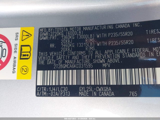 2019 LEXUS RX 450H 2T2BGMCA6KC031595 Photo 8