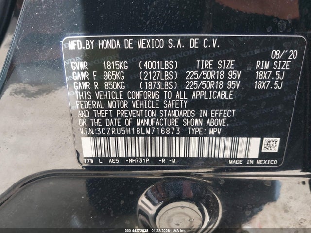 3CZRU5H18LM716873 Honda Hr-v 2wd Sport