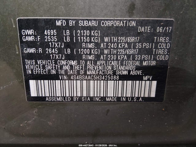 4S4BSAAC5H3425088 Subaru Outback 2.5i