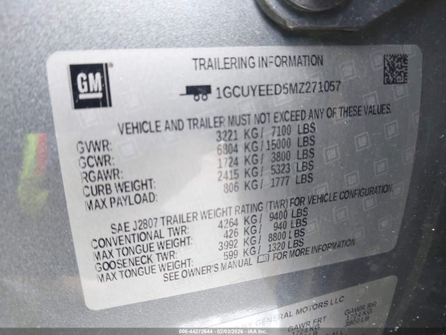2021 CHEVROLET SILVERADO 1500 1GCUYEED5MZ271057 Photo 8