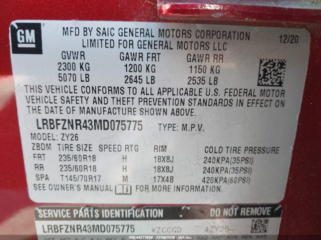 2021 BUICK ENVISION LRBFZNR43MD075775 Photo 8