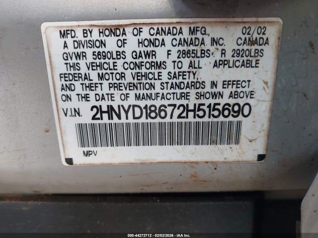 2002 ACURA MDX 2HNYD18672H515690 Photo 8