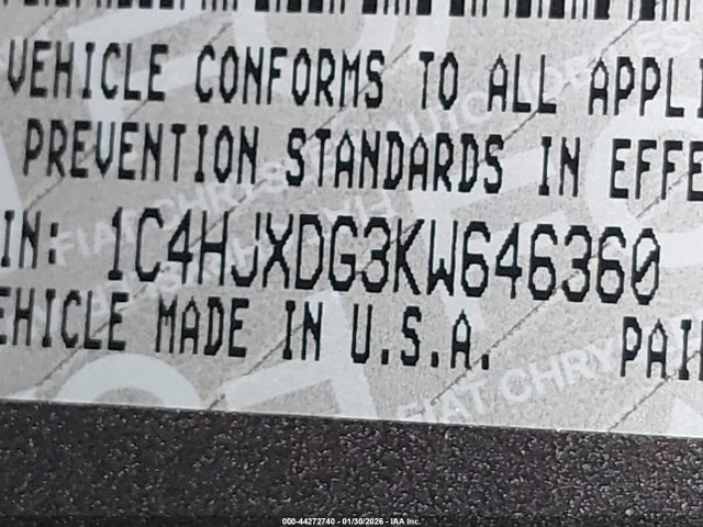 2019 JEEP WRANGLER UNLIMITED 1C4HJXDG3KW646360 Photo 8