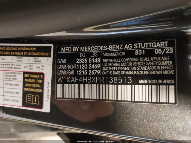 Aukcja sprzedaży 2023 Mercedes-benz C 300 4matic, vin: W1KAF4HBXPR138513, numer aukcji: 44272741