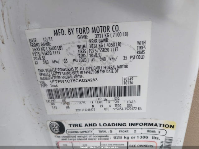 2012 FORD F-150 1FTFW1CT5CKD24283 Photo 8