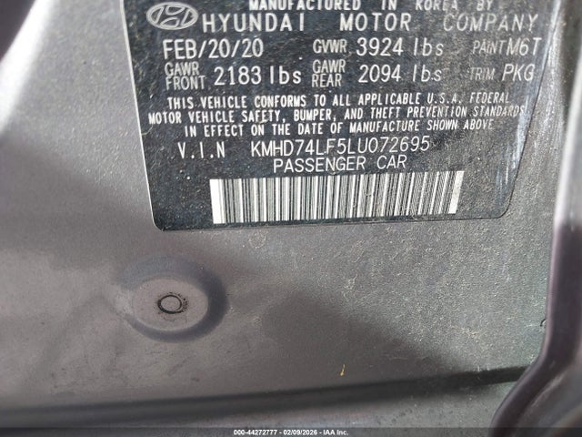 2020 HYUNDAI ELANTRA KMHD74LF5LU072695 Photo 8