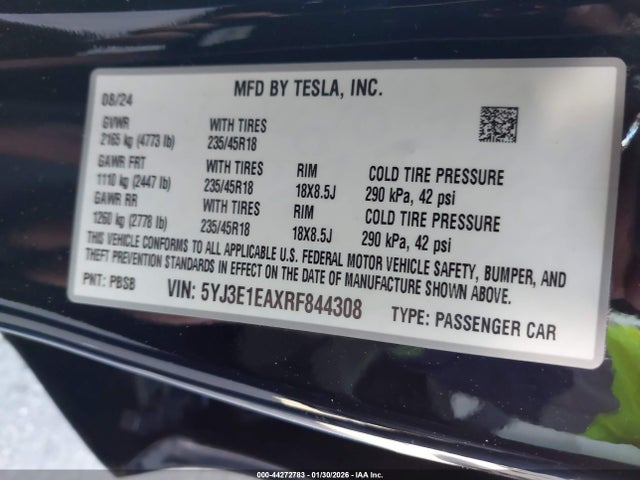 2024 TESLA MODEL 3 5YJ3E1EAXRF844308 Photo 8