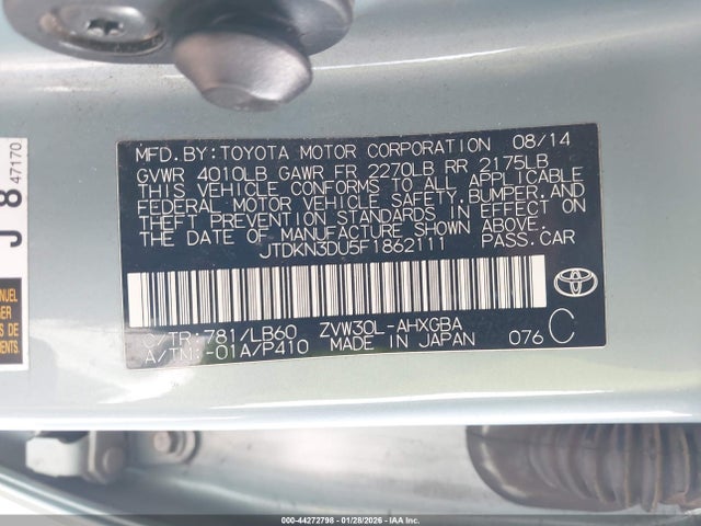 Toyota Prius Four 2015 JTDKN3DU5F1862111 Image 9