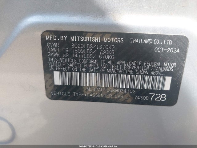 2024 MITSUBISHI MIRAGE ML32AUHJ6RH034102 Photo 8