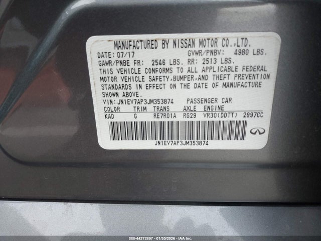 44272897 :رقم المزاد ، JN1EV7AP3JM353874 vin ، 2018 Infiniti Q50 3.0t Luxe مزاد بيع