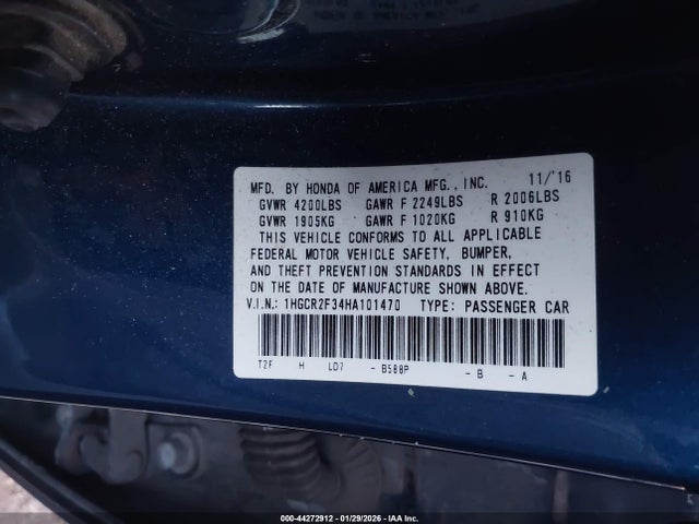 1HGCR2F34HA101470 Honda ACCORD LX