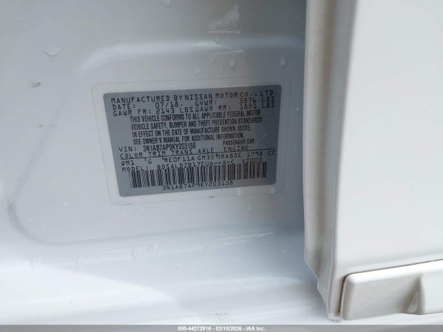3N1AB7AP9KY203158 Nissan SENTRA SV