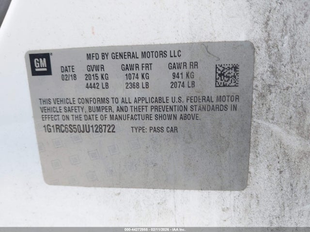 2018 CHEVROLET VOLT 1G1RC6S50JU128722 Photo 8