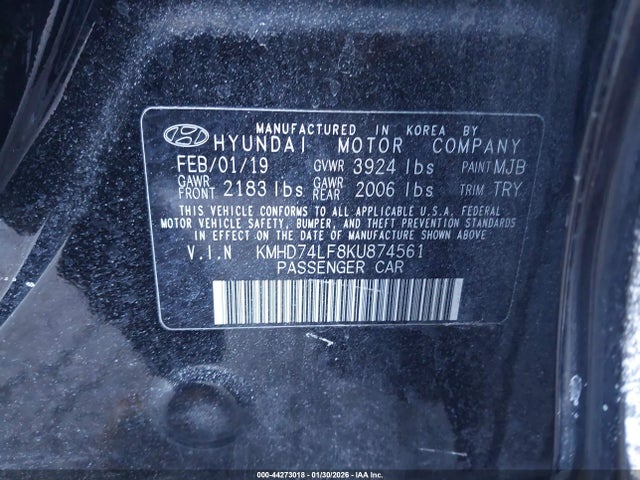 Hyundai ELANTRA SE 2019 KMHD74LF8KU874561 Image 9
