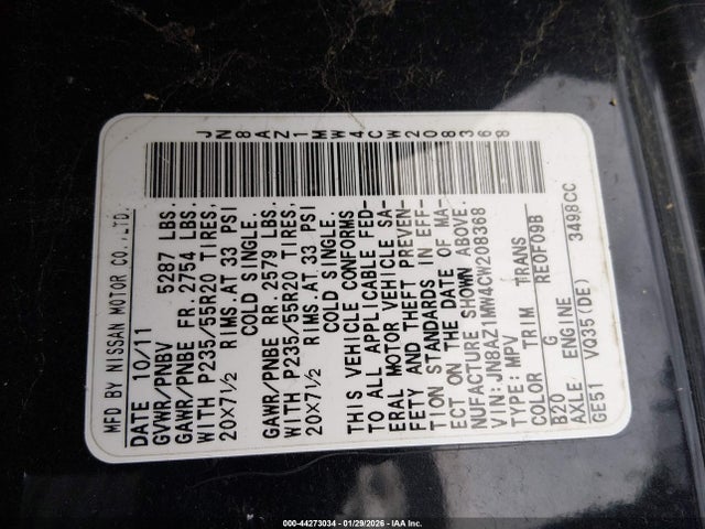 2012 NISSAN MURANO JN8AZ1MW4CW208368 Photo 8