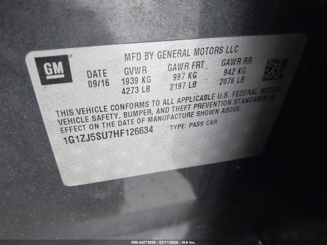 1G1ZJ5SU7HF126634 Chevrolet MALIBU HYBRID
