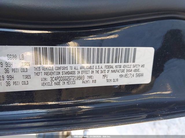 44273053 :رقم المزاد ، 3C4PDDGG2GT210903 vin ، 2016 Dodge Journey Crossroad Plus مزاد بيع