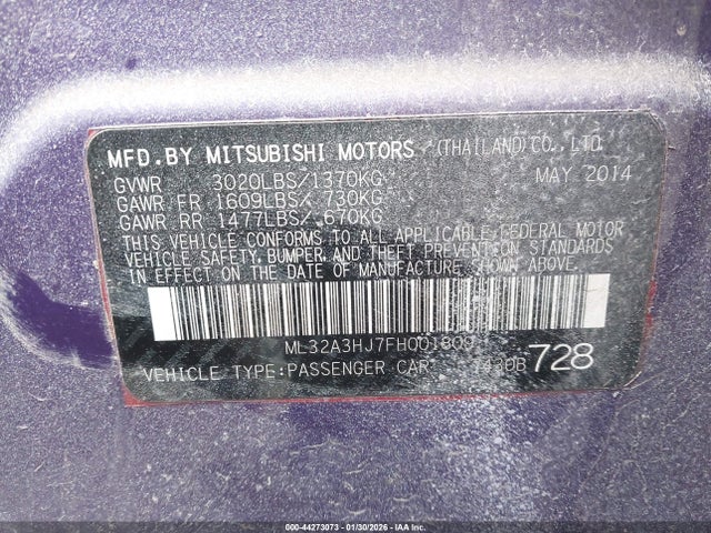 2015 MITSUBISHI MIRAGE ML32A3HJ7FH001809 Photo 8