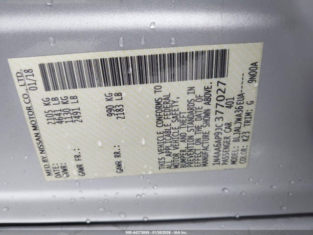 Nissan Maxima 3.5 Sv 2018 1N4AA6AP9JC377027 Image 9