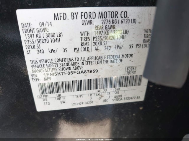 1FM5K7F85FGA87959 Ford Explorer Limited