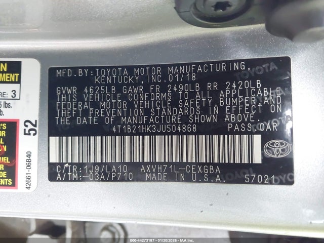 2018 TOYOTA CAMRY HYBRID 4T1B21HK3JU504868 Photo 8