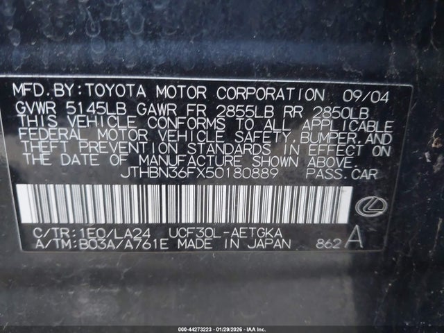 2005 LEXUS LS 430 JTHBN36FX50180889 Photo 8