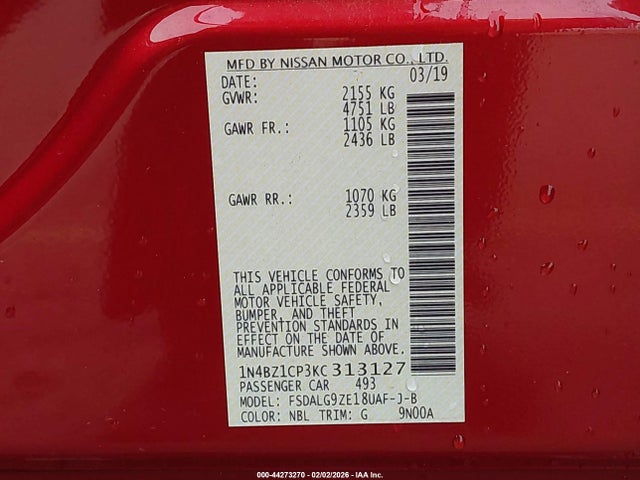 2019 NISSAN LEAF 1N4BZ1CP3KC313127 Photo 8