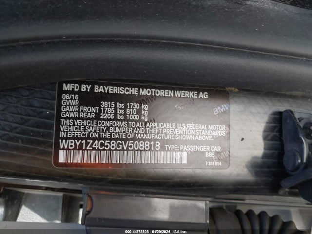 WBY1Z4C58GV508818 BMW I3 Base W/range Extender