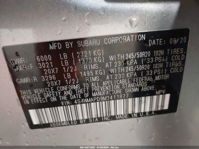 2021 SUBARU ASCENT 4S4WMAPD9M3411877 Photo 8