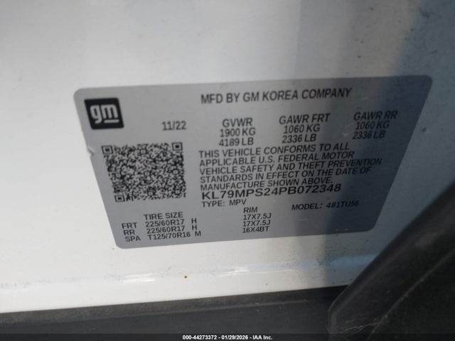 KL79MPS24PB072348 Chevrolet Trailblazer Fwd Lt
