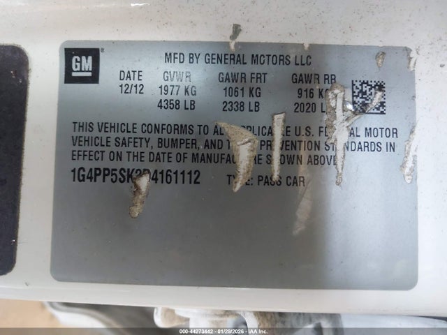 2013 Buick Verano მანქანა იყიდება აუქციონზე, vin: 1G4PP5SK2D4161112, აუქციონის ნომერი: 44273442