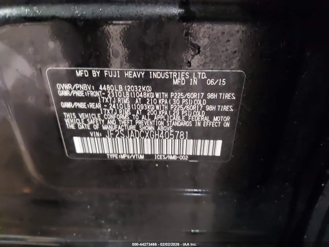 Aukcja sprzedaży 2016 Subaru Forester 2.5i Premium, vin: JF2SJADCXGH405781, numer aukcji: 44273466